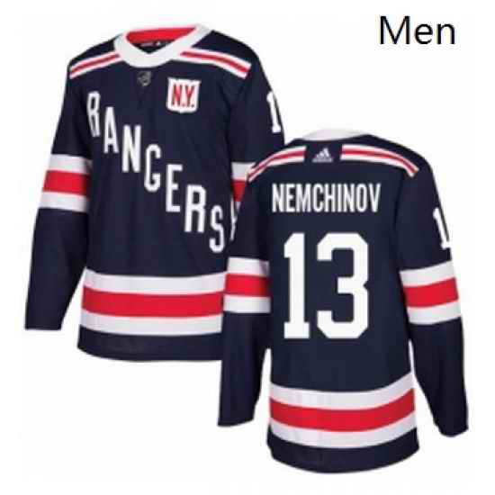 Mens Adidas New York Rangers 13 Sergei Nemchinov Authentic Navy Blue 2018 Winter Classic NHL Jersey